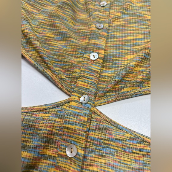 Mable Sunshine Season Cutout Dress Long Sleeve Button Front Mini Size Medium - Picture 8 of 15